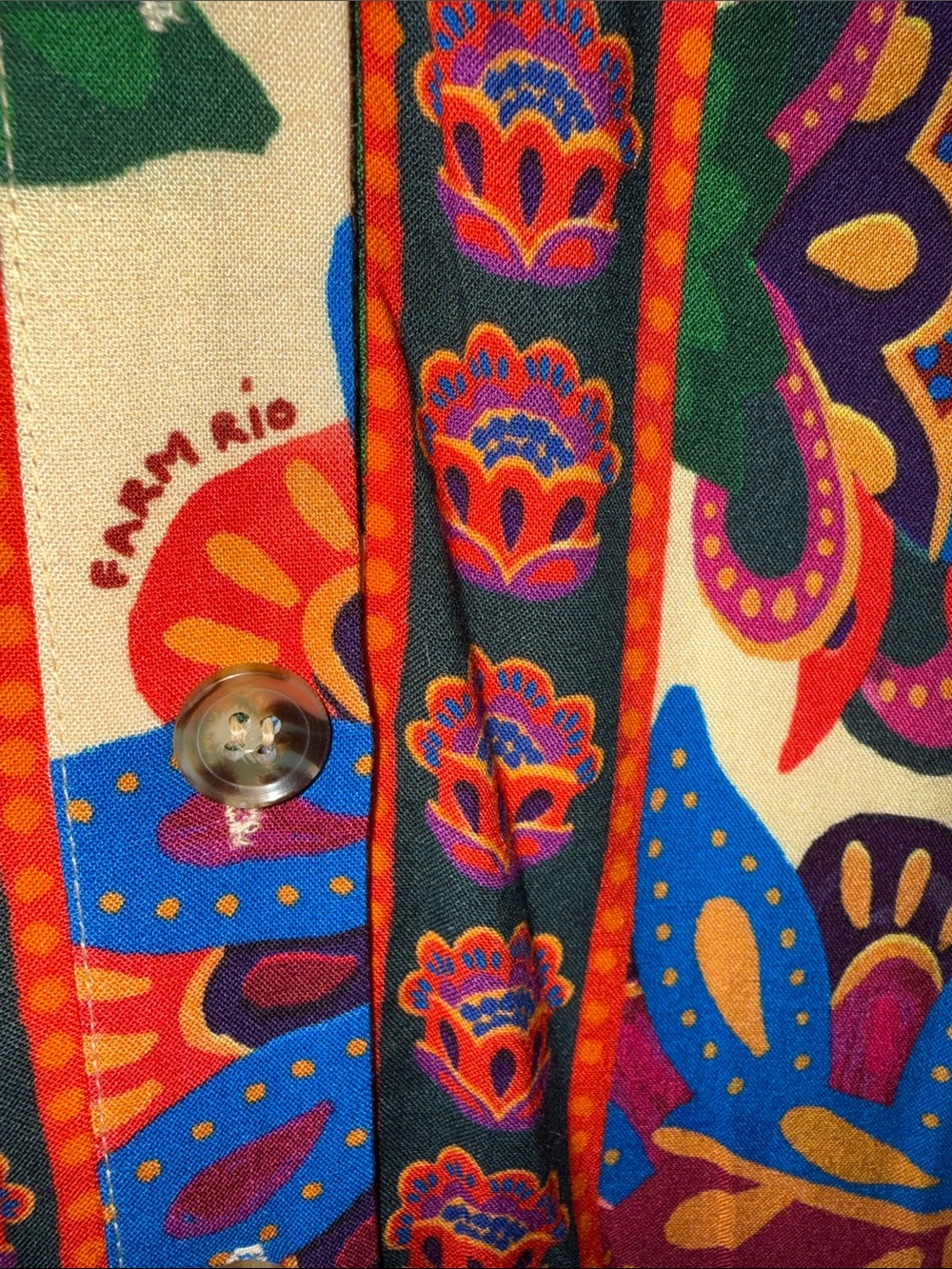 FARM Rio Cream Maxi Dress with Bold Red, Blue & Green Floral Print - Picture 4 of 5